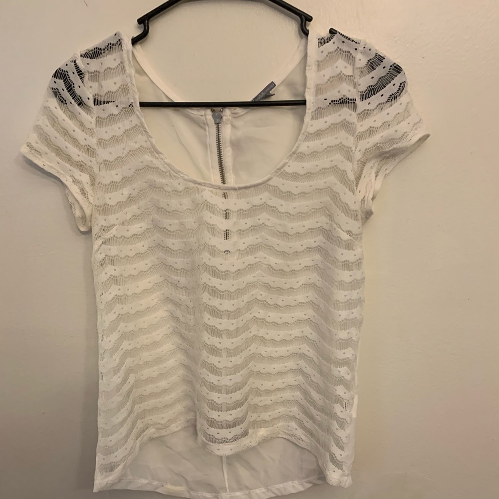 White top with see through front